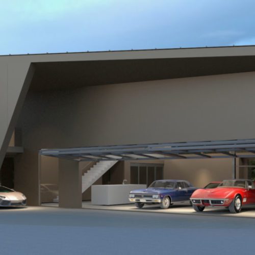 EcoSteel to provide this Bi-Fold 30FT Aircraft Hangar Door and metal prefabricated building kit