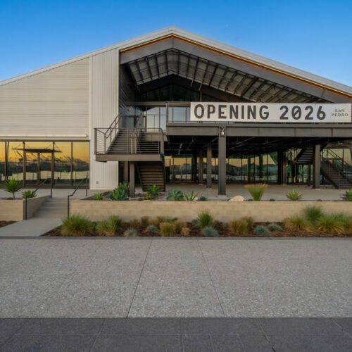 Retail space opening this year featuring a large steel exterior mezzanine design.