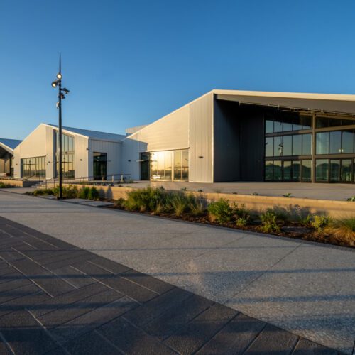Exterior view of a modern industrial retail development in San Pedro, CA.