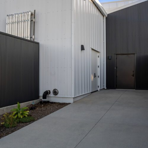 Custom facade of a metal building in San Pedro, CA.