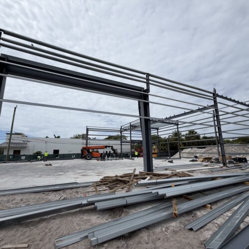 EcoSteel custom metal building framework in Florida.