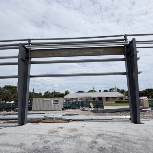 Metal building steel moment frame construction by EcoSteel.
