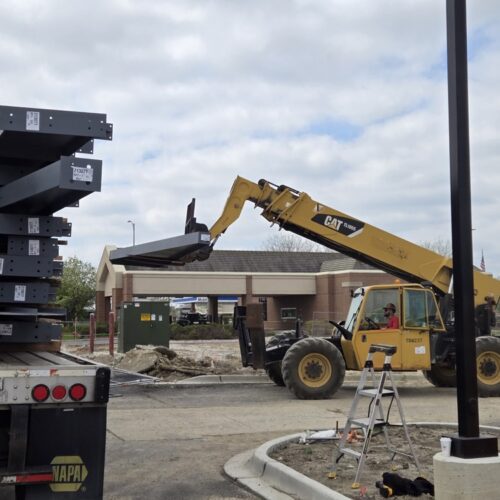EcoSteel steel offloading Harbor House project in Saint Charles, Illinois.