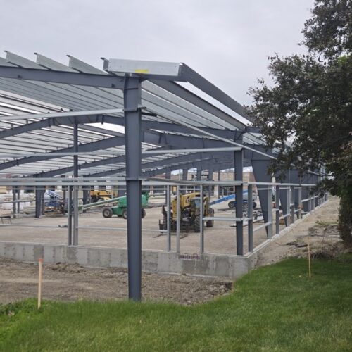 Steel skeleton structure for an indoor pickleball court in Illinois