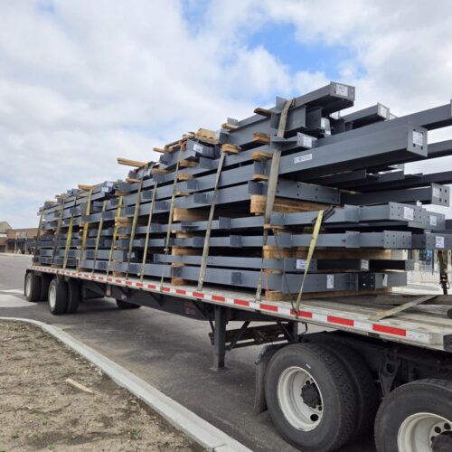Match Haus pickleball complex steel delivery site in Saint Charles, Illinois.