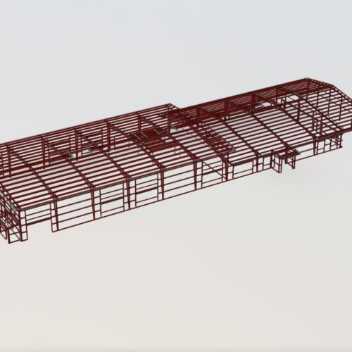 3d model of a prefab steel building.