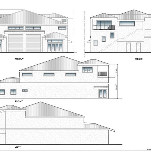 Elevation drawing showing options of commercial steel buildings in Maui.