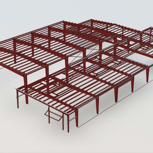 Rendering of a complex steel IFC 3D model.