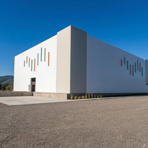 Metal warehouse rendering, pre-engineered, by EcoSteel.