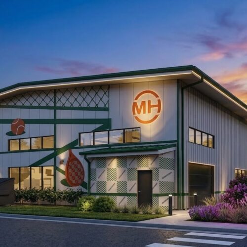 Prefab sports facility exterior by EcoSteel.
