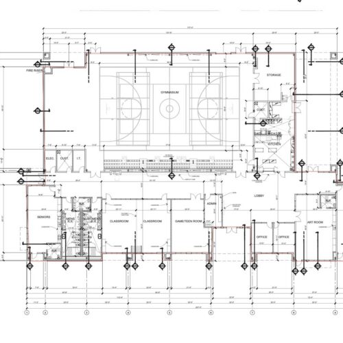 EcoSteel floorplan rendering of a community fitness center in Mendota, California.